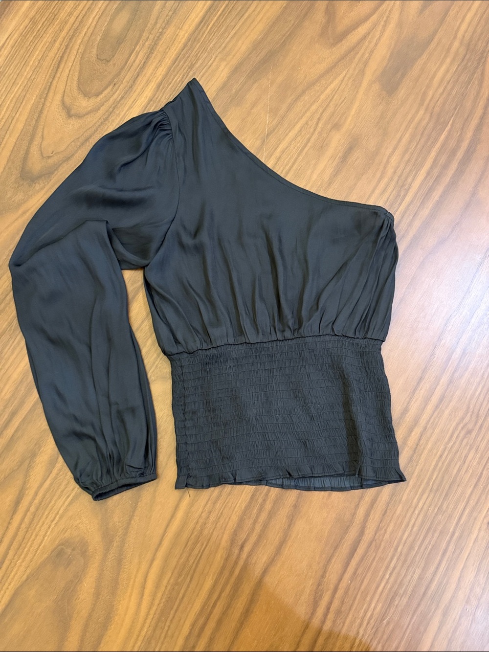 One-Shoulder Black Women's Top